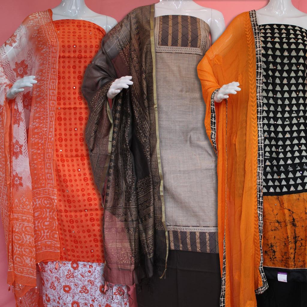 Churidar Dress Materials - Cotton, Chanderi, Silk, Chiffon