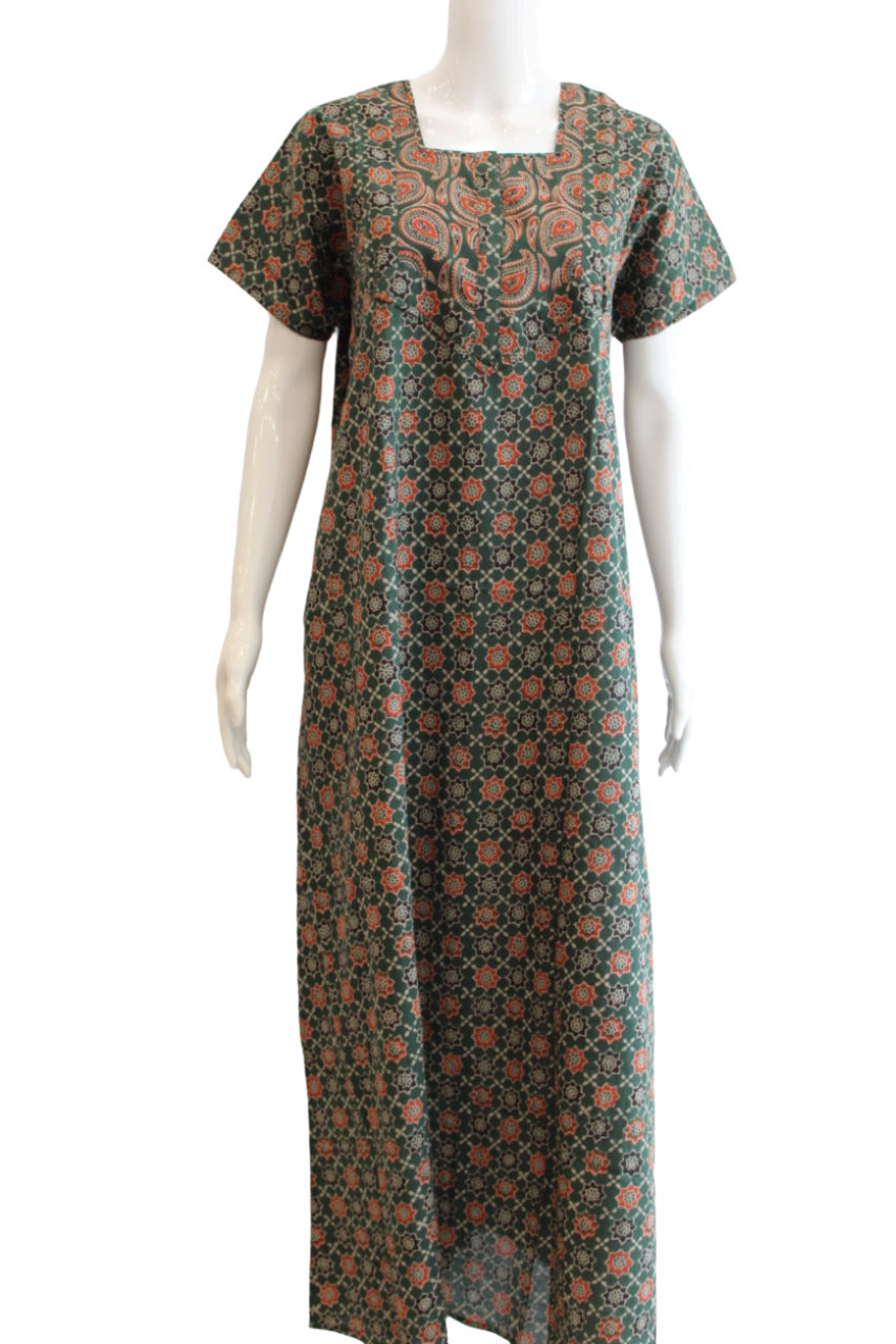 Buy Women's Cotton Maxi Dress Summer Long Gown Kaftans Short Sleeve Vintage  Loose Casual Plain Dresses with Pockets Online at desertcartINDIA