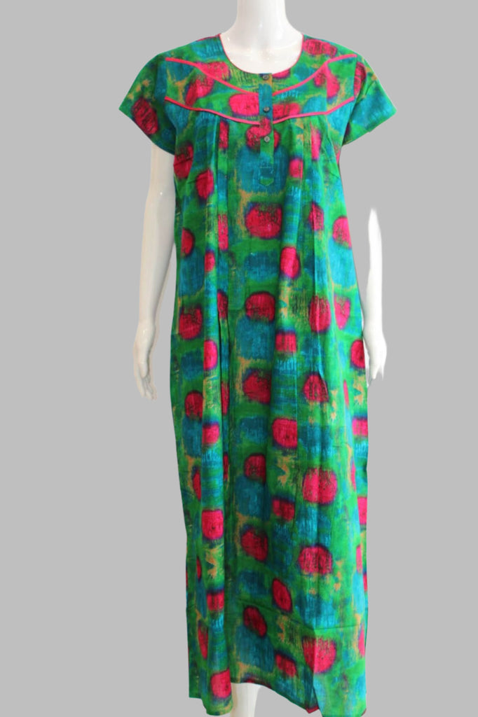 Cotton Feeding Maxi Dress with Front Zipper